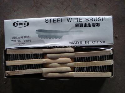 China Factory 105 Cleaning Wood Handle Galvanized Steel Wire Brush for sale