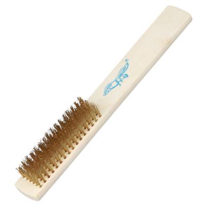 China Cleaning brass wire brush with wooden handle for sale