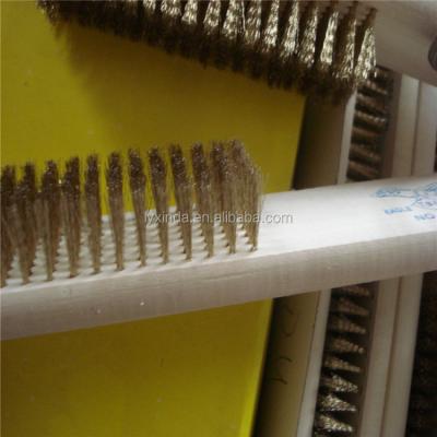 China wood handle cleaning brass wire brush/copper wiring wire brush for sale