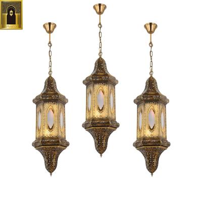 China Vintage Golden Design Iron+acrylic Cage Decorative Antique Brass Linear Chandelier Iron+acrylic Vintage Gold Pendant Lamp for sale