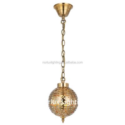 China Arabian Round Antique Brass Small Iron Metal Ball Pendant Light for sale