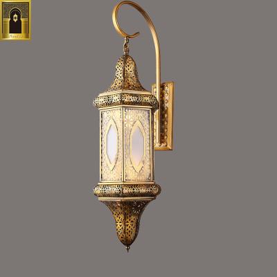 China European Vintage Indoor Decorative Antique Brass Gold Iron+acrylic Fabric Islamic Wall Light for sale