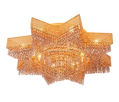 China Crystal New Products Octagon Shape Gold Crystal Ceiling Lamp For Hotel Lobby for sale