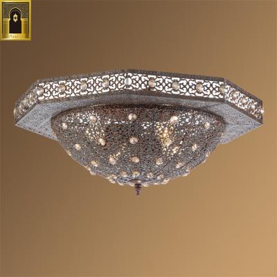 China Exquisite moroccan style e27 vintagearabic handmade bar design ceiling lamp brass crystal lamp for sale