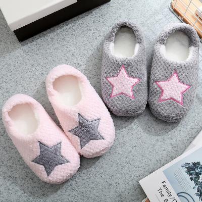 China Cushioning Customized Winter Autumn Men And Women Printed Pattern Warm Plush Cotton Indoor Home Slippers for sale