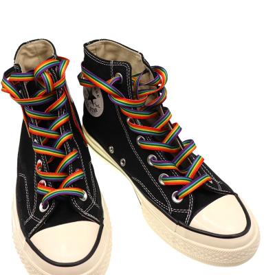 China Rainbow Flat Laces Gay Pride Shoe Laces 10mm Flat Sneaker Laces Custom Printing Laces 100/120/150cm for sale