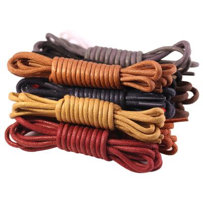 China Premium Round Waxed Laces 3mm 100% Cotton Shoe Laces For Leather Shoes / Boot Rope Martins Shoe for sale