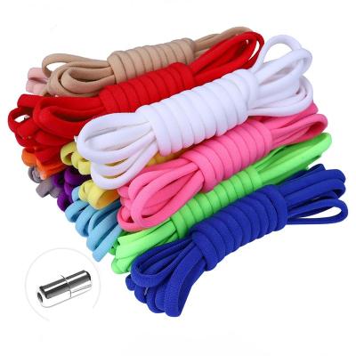 China Around No Tie Laces Around Elastic Shoe Laces Metal Cap Quick Easy Buckle Laces For Kids And Adult Sneakers Laces Lock for sale