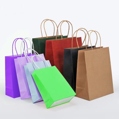 China Recycled Materials Recycled Kraft Paper Bag Custom Print Logo Square Bottom Paper Gift Bags With Handles for sale