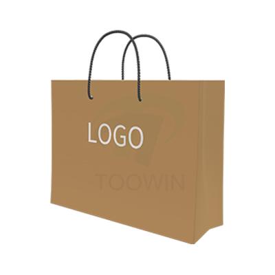 China Recycled Materials Cardboard Paper Bag Shopping Clothing Shoes Store Logo Pattern Printed Gift Package Paper For Logo Gift Bag Custom for sale