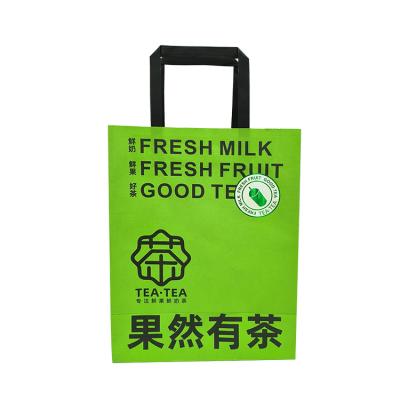 China Recycled Materials Kraft Paper Bag Fast Food Take Away With Handles Portable Kraft Paper Food Shopping Bag for sale