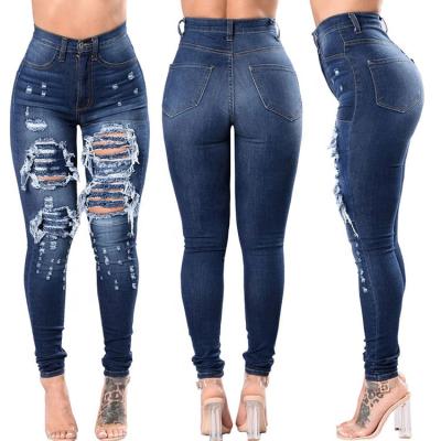 China D2290 Autumn Unique Design Fashion Style Ripped Feet Hot-selling Zipper Breathable New Pants Women Jeans for sale