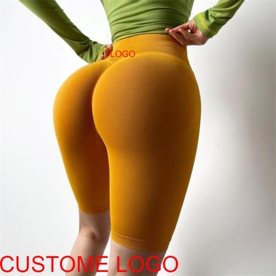 China Breathable customs service butt crack! crack! High Waist Lifting Shorts Women Workout Seamless Biker Shorts Yoga Pants for sale