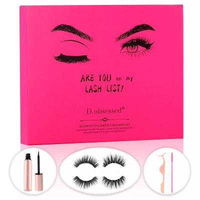 China Amazon Best Selling Reusable 3d Mink Eyelash Extensions With Eyeliner Magnetic Eyelashes for sale