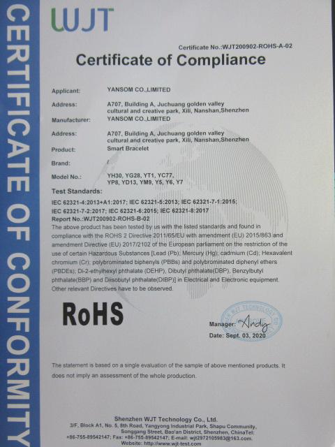 RoHS - Shenzhen Yansom Technology Co., Limited