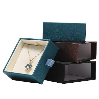 China Gift Paper Box Drawer Box Jewelry Slider Biodegradable Leatherette Paper Box For Necklace for sale