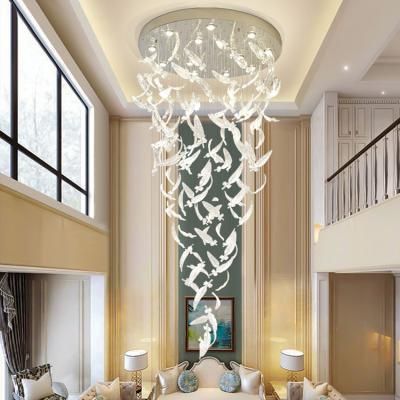 China Lighting Luxury Light Glass Ceiling Decoration Functions Long Hanging Lobby Chandelier for sale