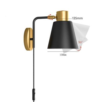 China Modern Top Selling Guaranteed Latest Quality 2021 Iron Instrument Bedside Lamp Black Wall Sconce for sale