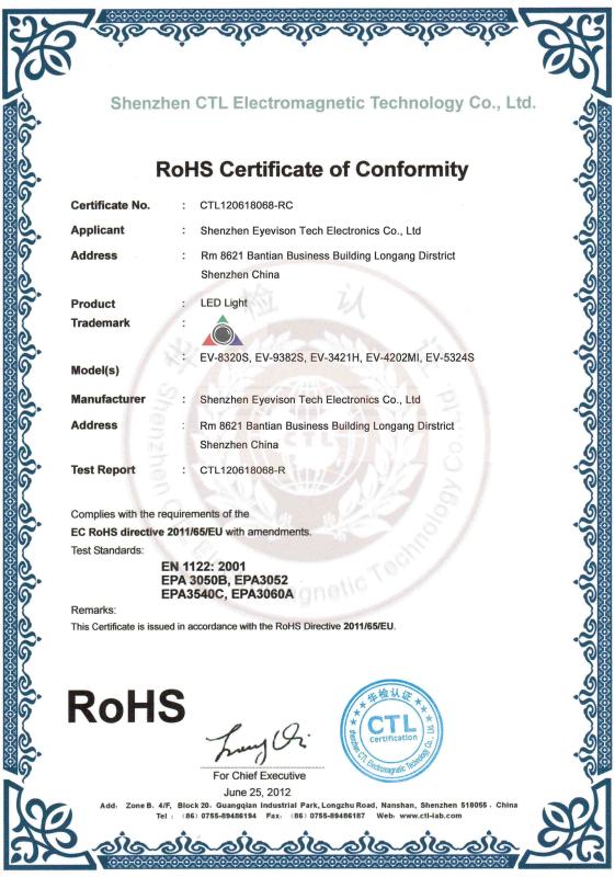 RoHS - Shenzhen Eyevisontech Electronics Co., Ltd. 