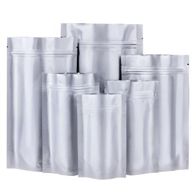 China Custom Aluminum Foil Mylar Food Packaging Barrier Matte Lightweight Zipper Lock Silver Plastic Bags for sale