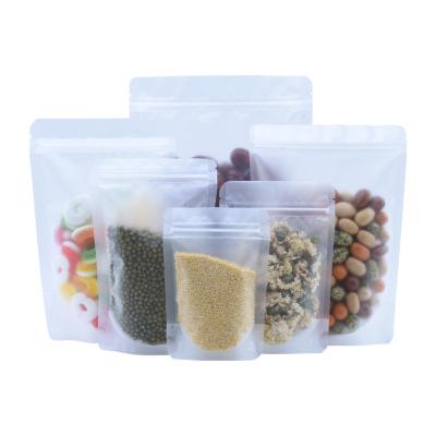 China 100PCS Dull Matte Clear Finished Stand Up Snack Plastic Bulk Packaging Bag Special Moisture Proof Zipper Lock for sale