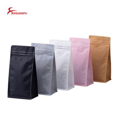 China Moisture Proof Eight Side Flat Bottom Zipper Zipper CE OEM Sealing Coffee Bags With Valve 250g for sale