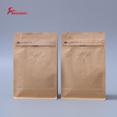 China High Barrier Design Ziplock Coffee Food Kraft Paper Pack Coffee Shopping Bag With Logo And Valve for sale