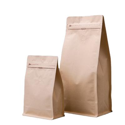 China With Biodegradable Zipper Valve And T Valve Zipper 12 Ounce Block Bottom Coffee Kraft Bags for sale