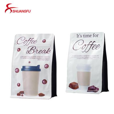 China 8oz 12oz 16oz 32oz 64oz Moisture Proof Box Bottom Custom Printed Small Coffee Bean Packaging Bags With Coffee Design for sale