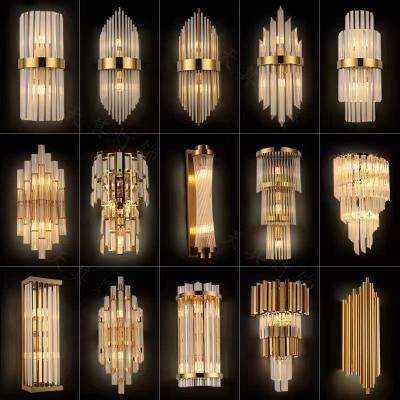 China Nordic simple modern postmodern luxury crystal wall lamp living room TV background wall bedroom bedside lamp hallway lamp for sale