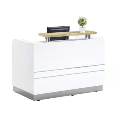 China Simple Modern Company Modern Painting Reception Desk Arc Small Cashier Desk Welcome Inquiry Desk for sale