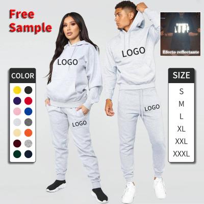 China Custom Men's Breathable Unisex Two Piece Cotton Embossed Jogger Tracksuits Crew Neck Jogging Suits Jogger Pants And Hoodie Loose Set for sale