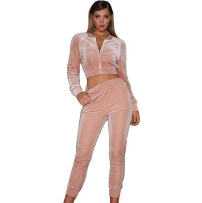 China Breathable Velvet Factory Made Sport Clothes Female Tracksuit For Gym Jogging 2 Piece Set Women Sweatsuit for sale