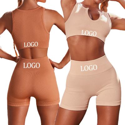 China Custom Logo Women Sport Clothes Gym Plus Size Fitness 2 Pieces Set Seamless Yoga Set Yoga Suit for sale