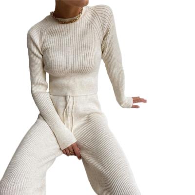 China High Quality Anti-wrinkle Two Piece Sweater Simple Custom Knit Long Sleeve Women Sweater Set for sale