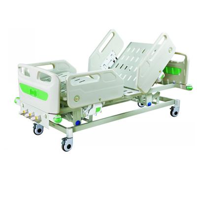 China Hospital Room UPGRADE 3 Function Adjustable Plastic Manual Hospital Bed With Casters for sale