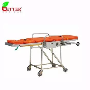 China Foldable Hospital Wheeled Ambulance Patient Stretcher Emergency Frame Transfer Aluminum Transport Stretcher for sale