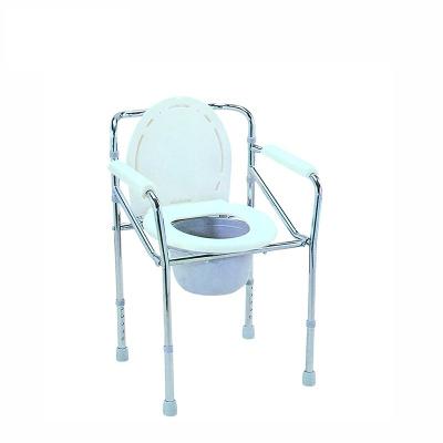 China Folding Chrome Steel Chrome Steel Backrest Toilet Commode Chair For Elderly for sale