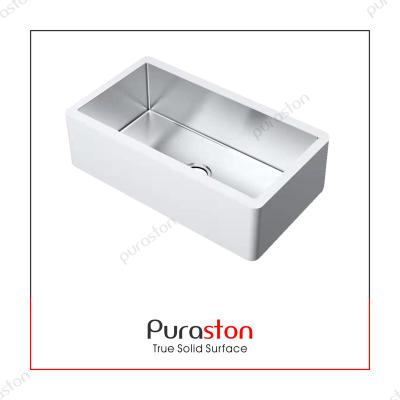 China Without Faucet And Stainless Steel Farmhouse Apron Front Solid Surface Kitchen Sink for sale