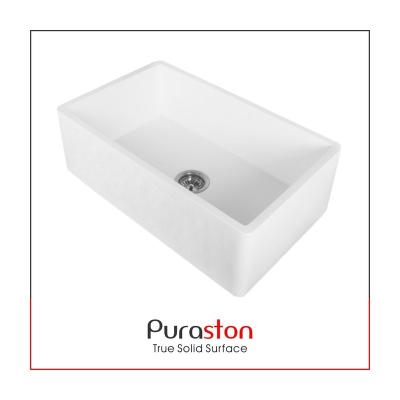 China Without Faucet Puraston China Factory 25mm Thick Body Surface Marble Granite Handmade Farmhouse Sink for sale