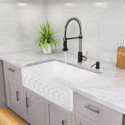 China Puraston Hot Sales Single Bowl PMMA Faucet Interior Design White Acrylic Apron Front Kitchen Sink For USA for sale