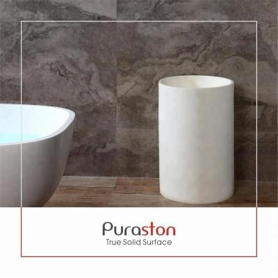 China Luxury Hotel Color Pedestal Lavatory Wash Basins Sink Modern White Free Solid Outdoor Artificial Stone Countertop for sale