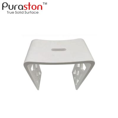 China Modern Artificial Stone Pure Acrylic White Bathroom Shower Stool for sale