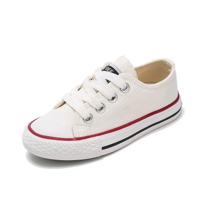 China Round Lace Up Girls Womens Size Casual Sneakers School Sneakers Kids Ivory Canvas Shoes Girls White Shoes for sale