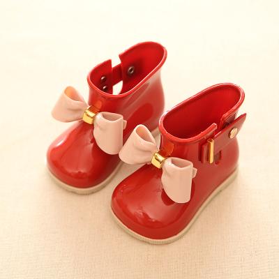 China Fashion Trend Bow Decorate Classic PVC Rubber Waterproof Baby Rain Boots Grade 4 Baby Water Shoes Girls Rain Boots for sale