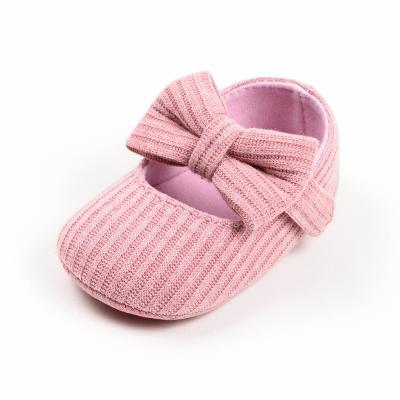 China Organic Newborn Baby Girl 4 Months Baby Shoe Size Princess First Walkers Pink Girls Bow Cotton Lovely Round Toddlers for sale