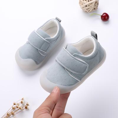 China Unique Toddlers Hard Round Lily Blue Spring/Autumn Tennis Sneakers Baby Boy Shoes Hard Bottom Infant Baby Shoes Boys Trainers for sale