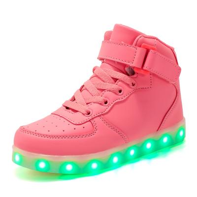 China Other Pink Girls Long Led Flashing Light Up High Quality Casual Sneakers Kids Slip On Shoes for sale