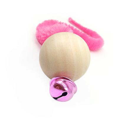 China Viable cat toy wooden pet ball with caterpillar tail bell pet supplies factory wholesale spot border toys for sale