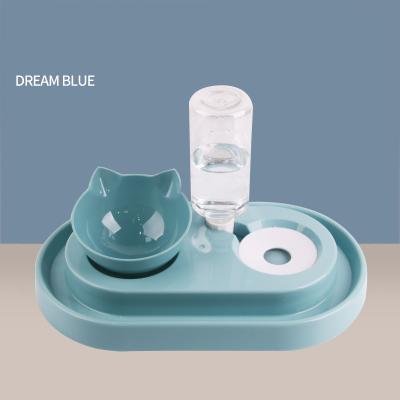 China Non-automatic Basin Cat Food Basin Automatic Refill Cat Dog Supplies Drinker Stainless Steel Cat Ear Double Bowl Rice Pet Feeder for sale